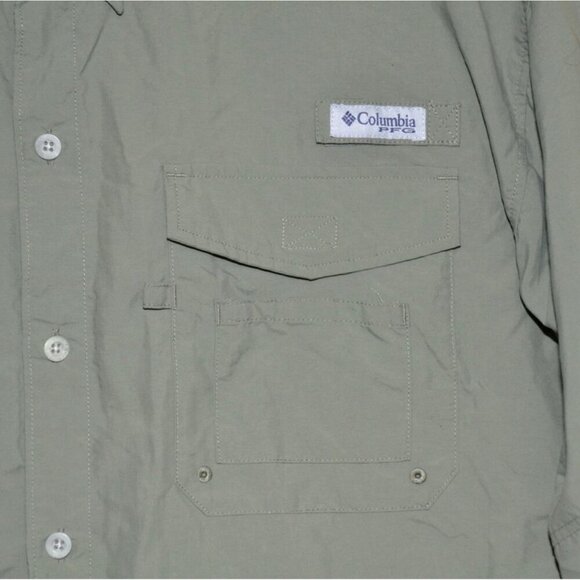 Columbia PFG Men's Sage Green Long Roll Tab Sleeves Button Front Shirt Size 2XL - Picture 8 of 14